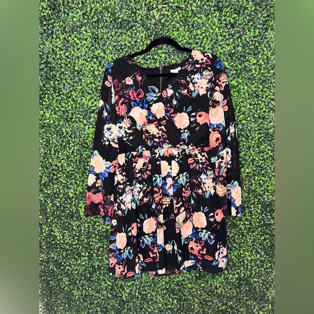 Black Neon Floral Dress